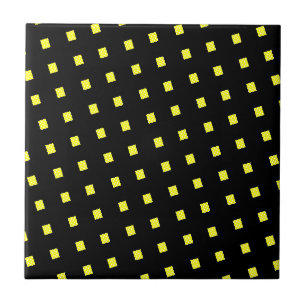 Azulejo Tile cerámico Polkadot amarillo Blanco Negro