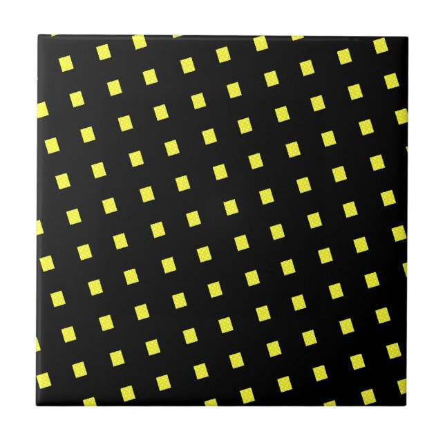 Azulejo Tile cerámico Polkadot amarillo Blanco Negro (Frente)