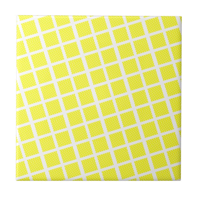 Azulejo Tile cerámico Polkadot blanco amarillo (Frente)