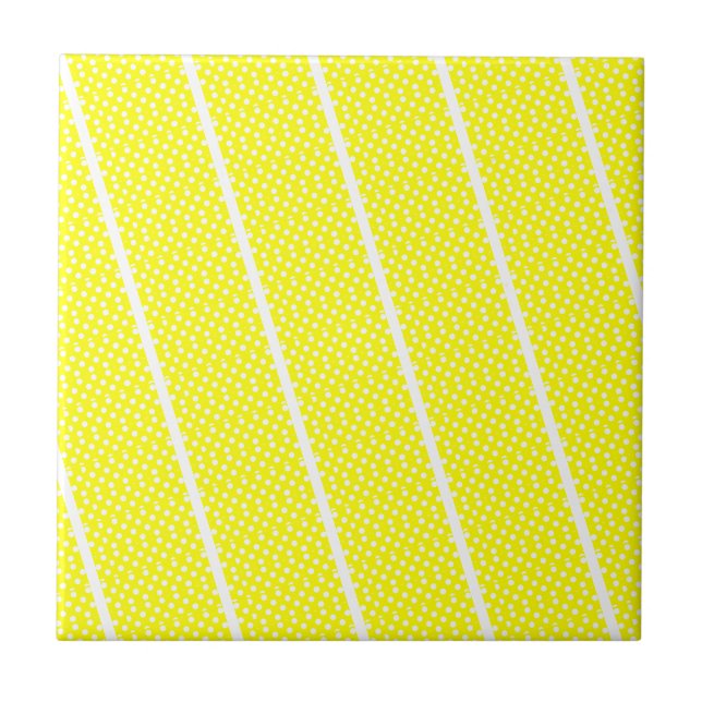 Azulejo Tile cerámico Polkadot blanco amarillo (Frente)