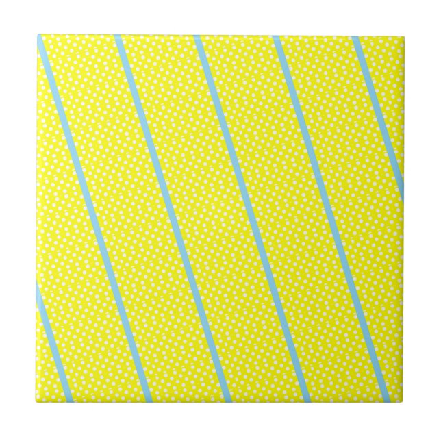 Azulejo Tile cerámico Polkadot blanco amarillo (Frente)