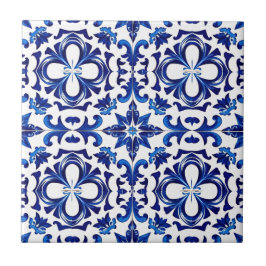 Azulejo Tile cerámico portugués tradicional azul y blanco