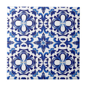 Azulejo Tile cerámico portugués tradicional azul y blanco
