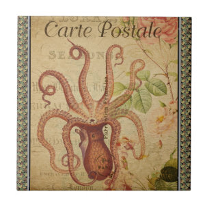Azulejo Tile cerámico postal francés