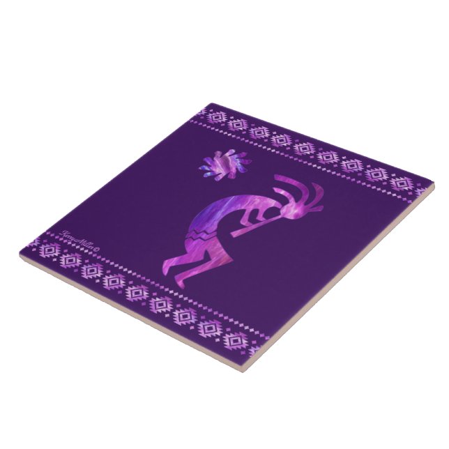 Azulejo Tile Cerámico Purple Kokopelli (Lado)