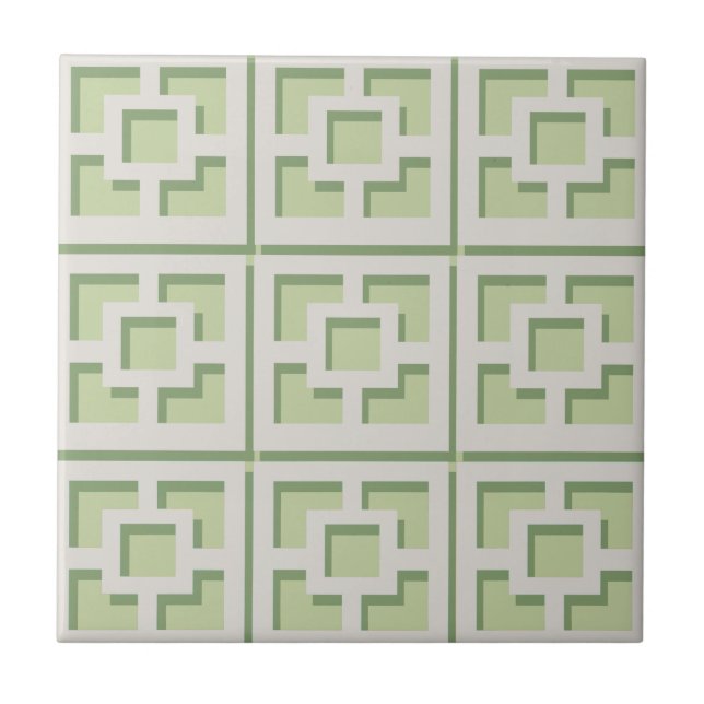 Azulejo Tile cerámico retro verde (Frente)