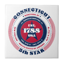Tile cerámico rojo, blanco y azul Connecticut