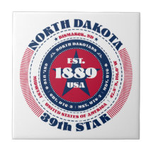 Tile cerámico rojo, blanco y azul Dakota del Norte
