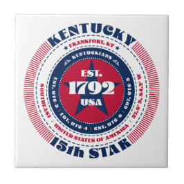 Azulejo Tile cerámico rojo, blanco y azul Kentucky