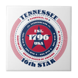 Azulejo Tile cerámico rojo, blanco y azul tennessee