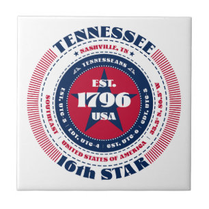 Azulejo Tile cerámico rojo, blanco y azul tennessee