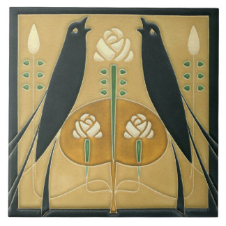 Azulejo Tile cerámico - Songbird Art Nouveau Floral