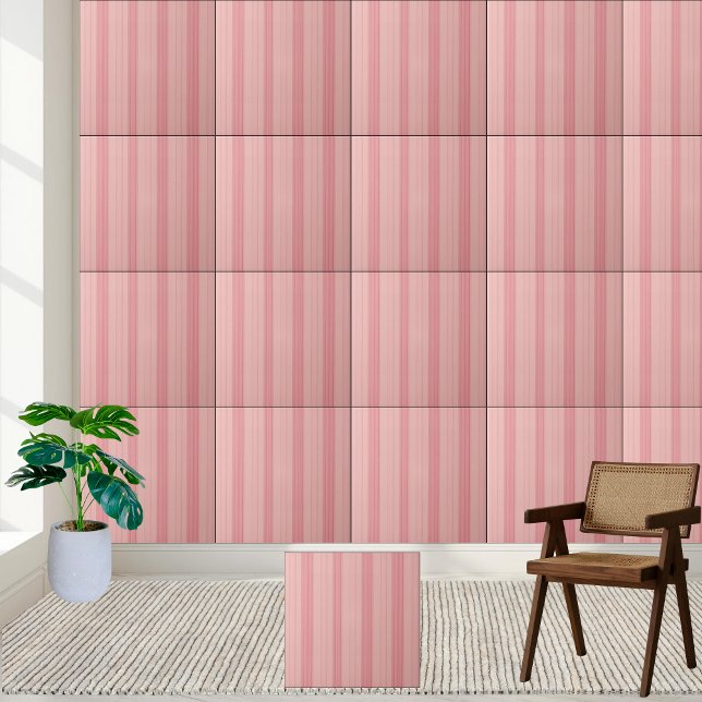 Azulejo Tile cerámico trenzado rosa estilo 2 (Pink Striped Ceramic Tile Style 2)