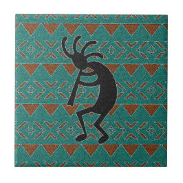 Azulejo Tile Cerámico Turquoise Kokopelli del Suroeste