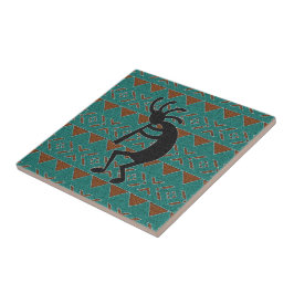 Azulejo Tile Cerámico Turquoise Kokopelli del Suroeste