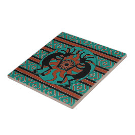 Azulejo Tile Cerámico Turquoise Kokopelli del Suroeste