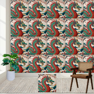 Azulejo Tile Chinoiserie Dragon chino tradicional