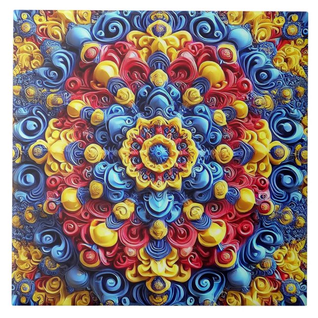 Azulejo Tile con colores rumanos diseño moderno (Frente)