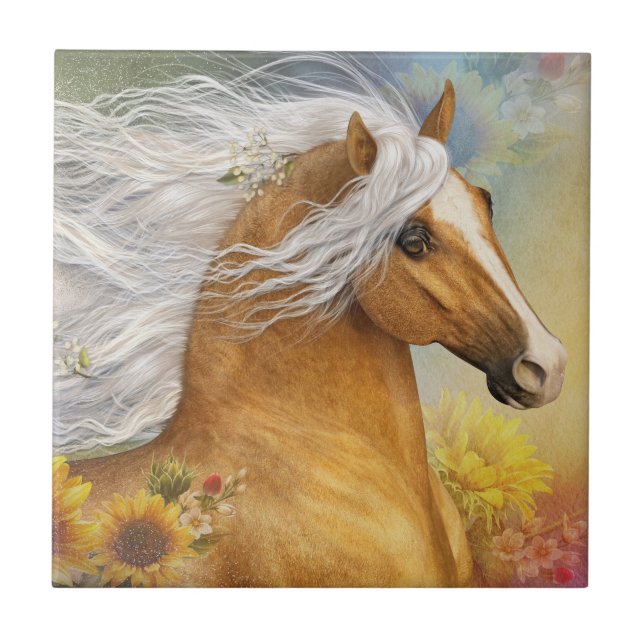 Azulejo Tile de arte de las flores doradas (Frente)