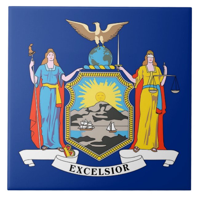 Azulejo Tile de bandera del estado de Nueva York (Frente)