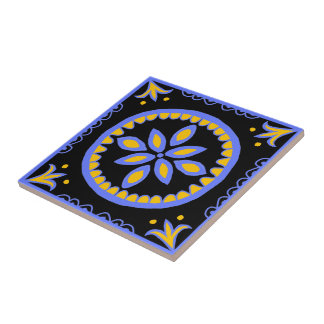 Azulejo Tile de Black Talavera