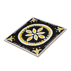 Azulejo Tile de Black Talavera