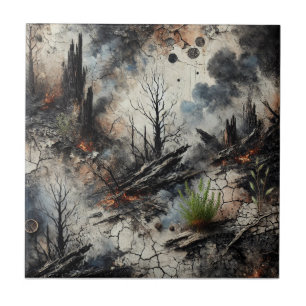 Azulejo Tile de cerámica artesanal de incendios forestales