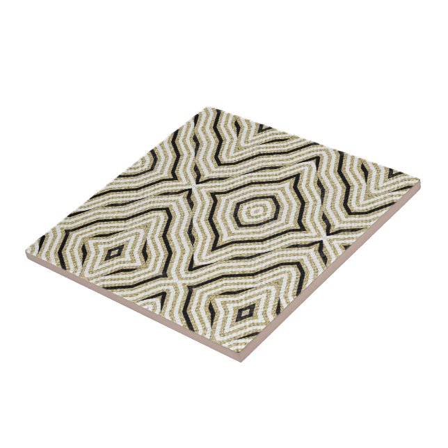 Azulejo Tile de cerámica blanco negro oro (Lado)