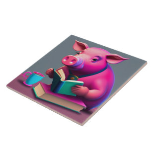 Azulejo Tile De Cerámica De Cerdo Rosa