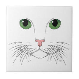 Azulejo Tile De Cerámica De Gato Ojo Verde