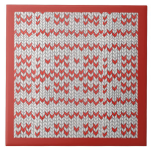 Azulejo Tile de cerámica de KNIT NÓRDICO ROJO / Rojo