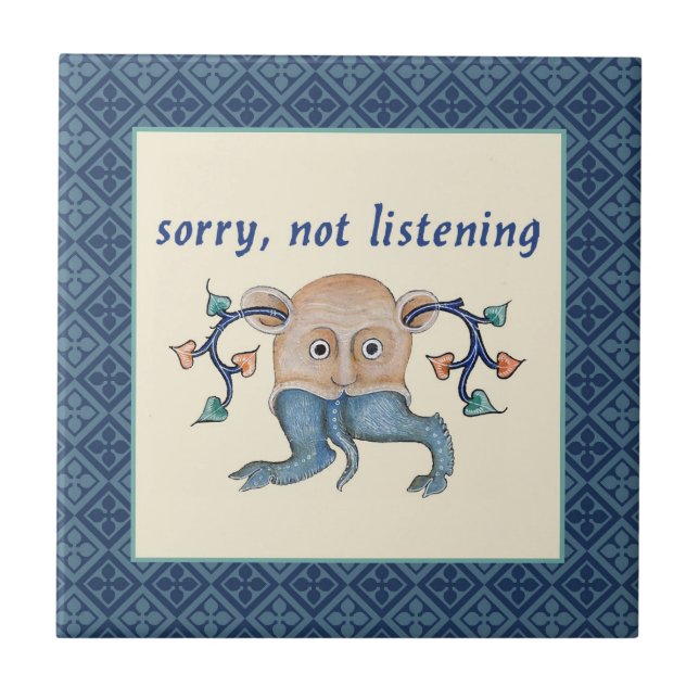 Azulejo Tile de cerámica de Luttrell Psalter Critter (Frente)