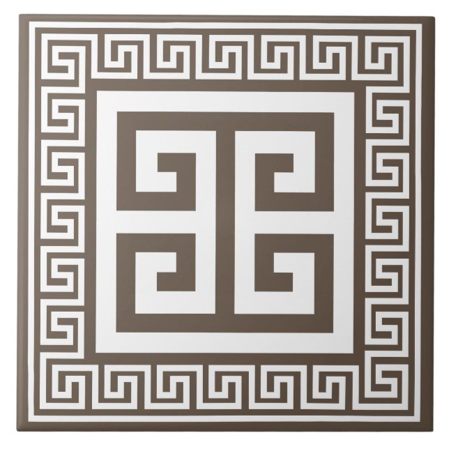Azulejo Tile De Cerámica De Patrón Blanco Y Marrón De Llav (Frente)