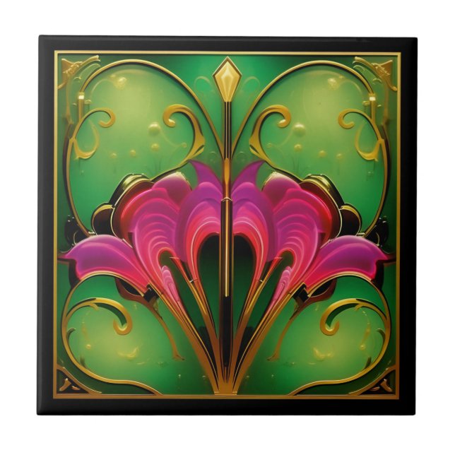 Azulejo Tile de cerámica de reproducción Art Deco de los a (Frente)