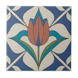 Azulejo Tile De Cerámica De Tulip Floral Estilizado