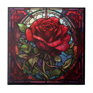 Azulejo Tile De Cerámica De Vidrio De Rosas Rojas