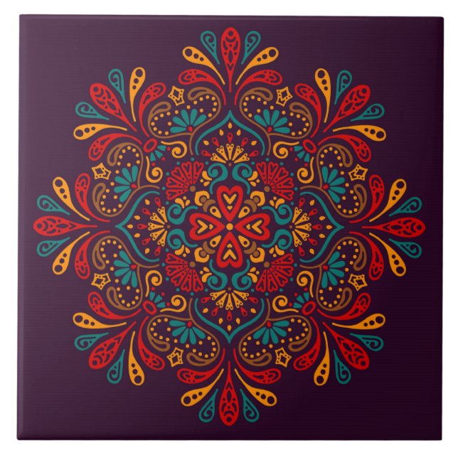 Azulejo Tile de cerámica decorativo Mandala (Frente)
