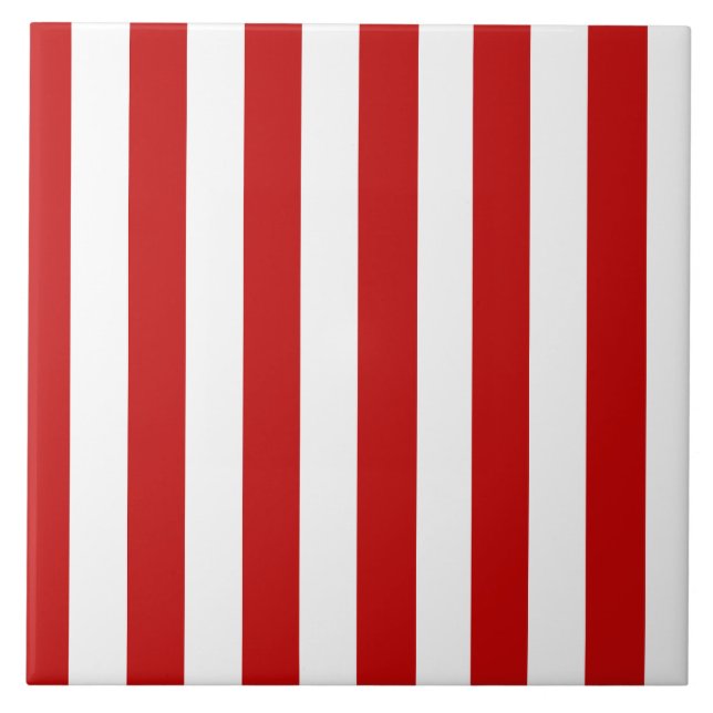 Azulejo Tile de cerámica del patrón de franja roja y blanc (Frente)