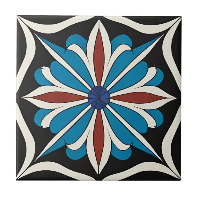 Azulejo Tile de cerámica floral de iznik turco tradicional (Frente)