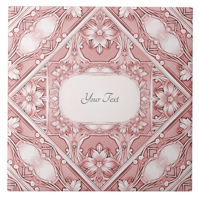 Azulejo Tile De Cerámica Floral Rosa (Frente)