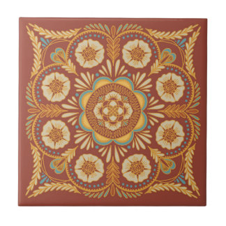 Azulejo Tile de cerámica floral y turquesa de Terra Cotta