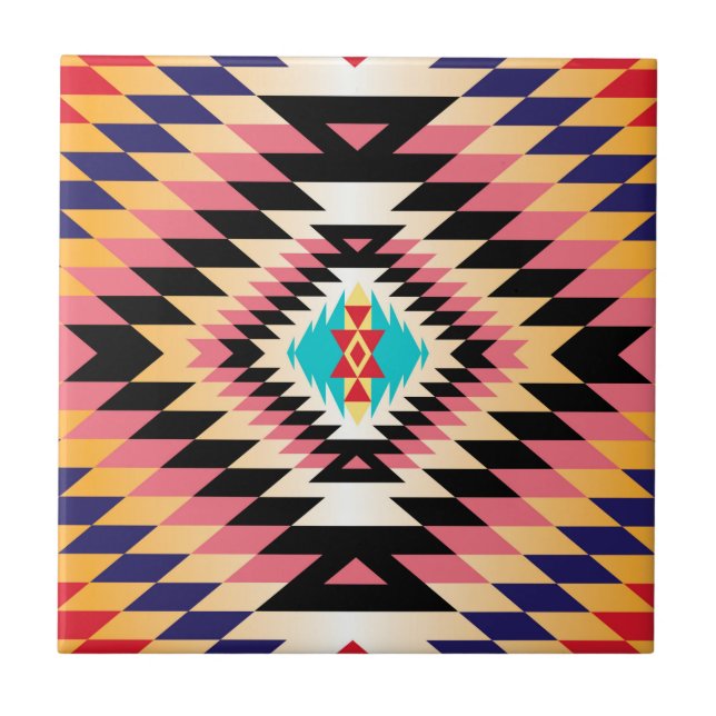Azulejo Tile de cerámica Navajo Design-1 (Frente)
