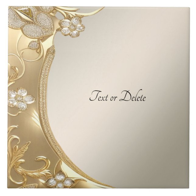 Azulejo Tile De Cerámica Ornate De Oro (Frente)