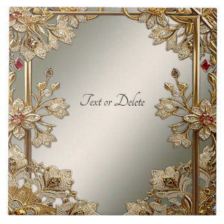 Azulejo Tile De Cerámica Ornate De Oro