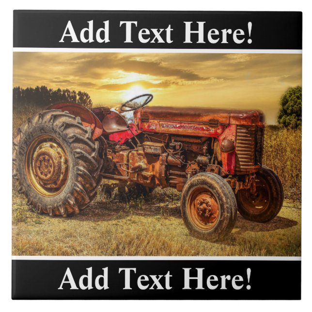 Azulejo Tile de cerámica para el tractor de la granja roja (Frente)