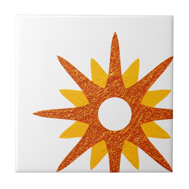 Azulejo Tile De Cerámica Rojo-Naranja Moderno De Mediano S (Frente)