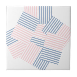 Azulejo Tile de cerámica rosa y franja azul