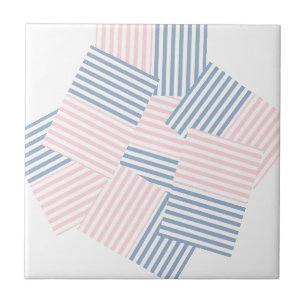 Azulejo Tile de cerámica rosa y franja azul