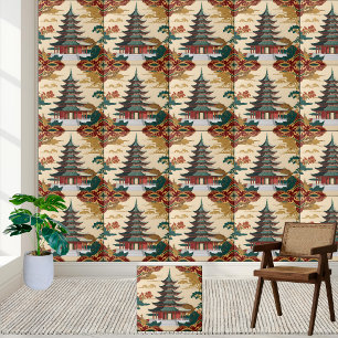 Azulejo Tile de diseño de la pagoina asiática Chinoiserie