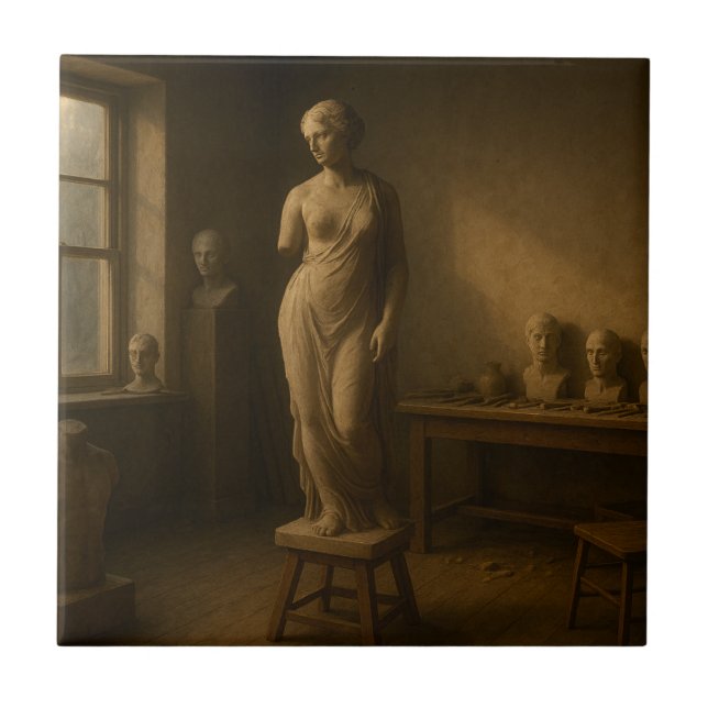 Azulejo Tile de estudio de arte de escultor (Frente)